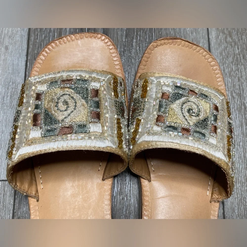 Rebels Block Sandal Multicolor Beaded Slip On Size 9 - Picture 9 of 15